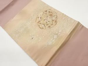 華紋に蝶・花唐草模様織出し名古屋帯